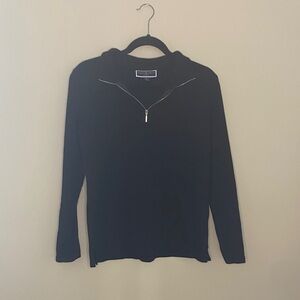100% Cotton Black Half-Zip Athletic Top